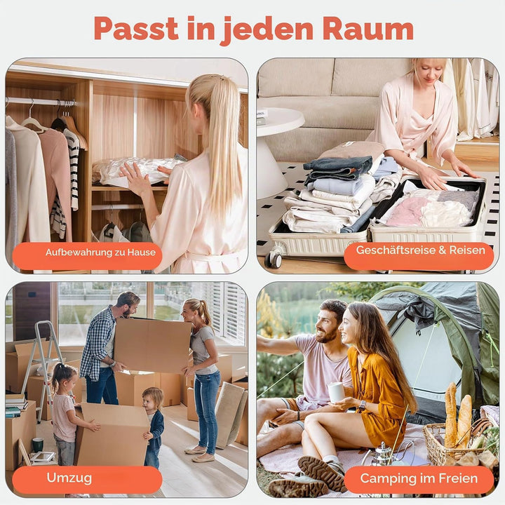 Vacbird Vakuumbeutel für Kleidung, 9 Stück (3 Klein, 3 Mittel, 3 Gross), Wiederverwendbare Vakuumier