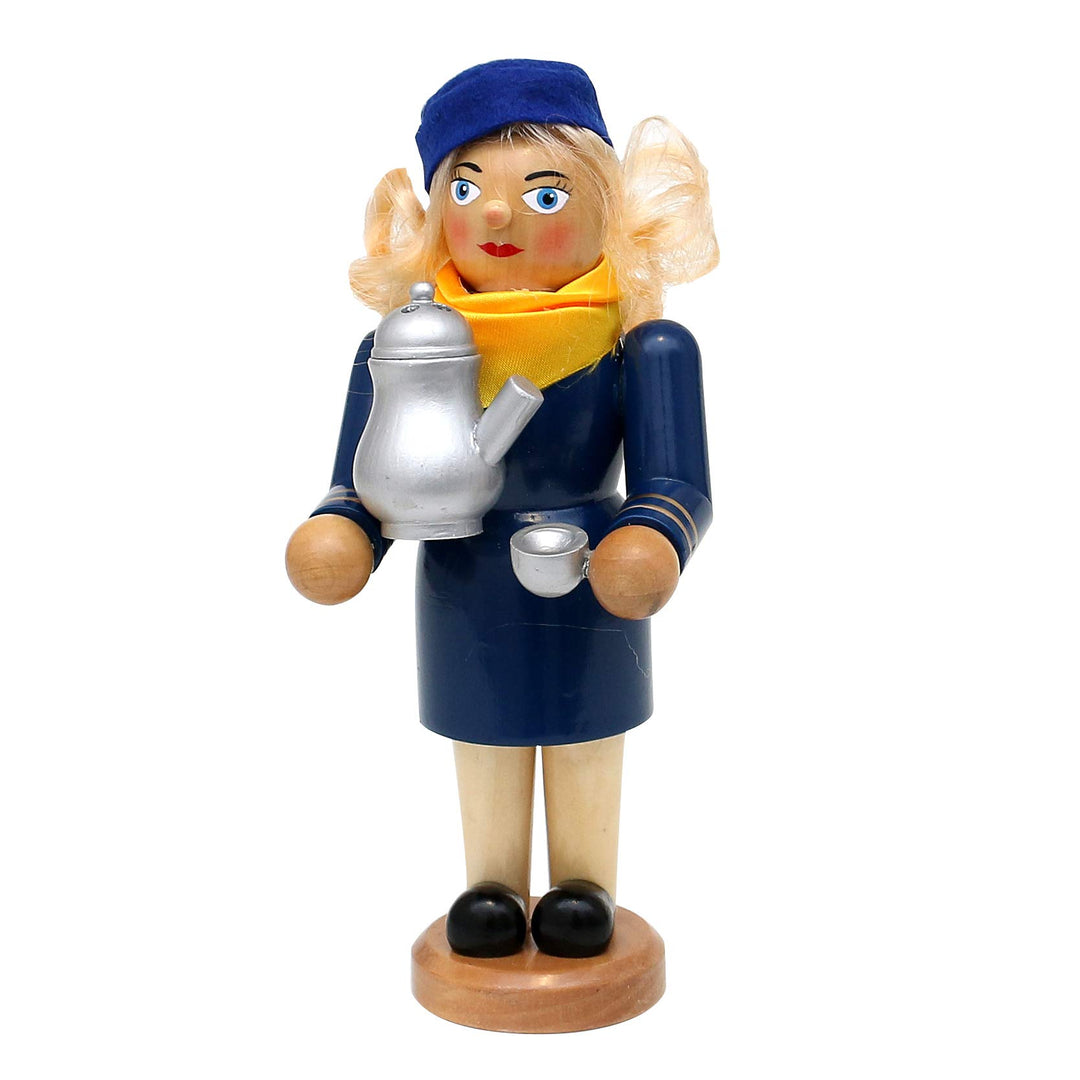 Dekohelden24 Holz Räucherfigur/Räucherfrau als Stewardess/Flugbegleiterin, L/B/H: 10,5 x 8 x 19,5 cm