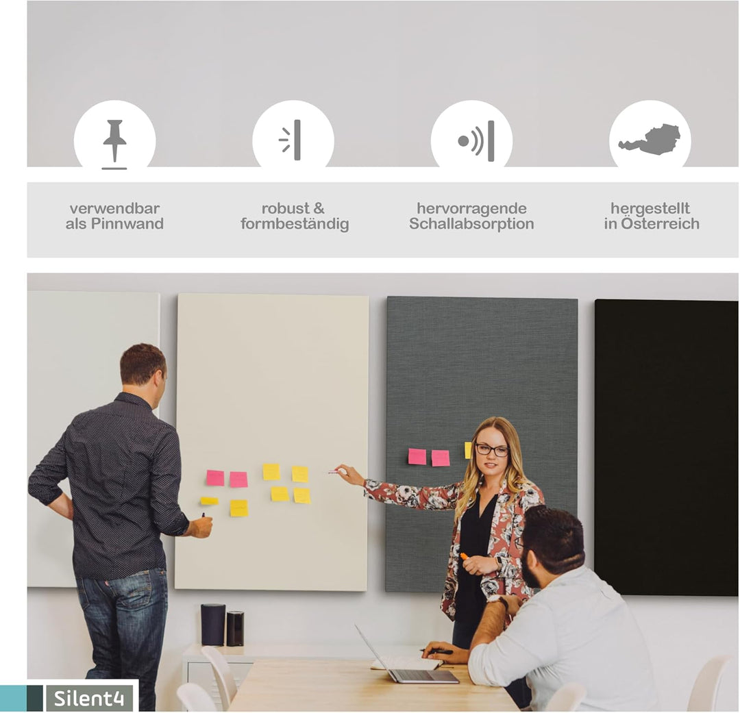 SILENT4® Schallabsorber Wand 6er Set à 114x72x5cm für Räume bis 30m² Akustikbild Akustikpaneele aus