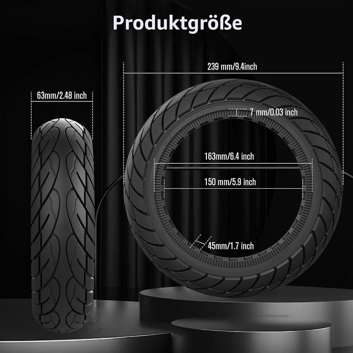 OUXI 10×2.5 Zoll Ersatz-Vollgummireifen 60/70-6.5 für Ninebot G30 Max /G30D mit 1 Montagewerkzeug fü