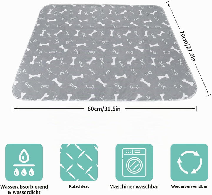 2 Stück 80*70cm Welpenunterlagen Waschbar, Wiederverwendbare Puppy Training Pads, rutschfeste und sa