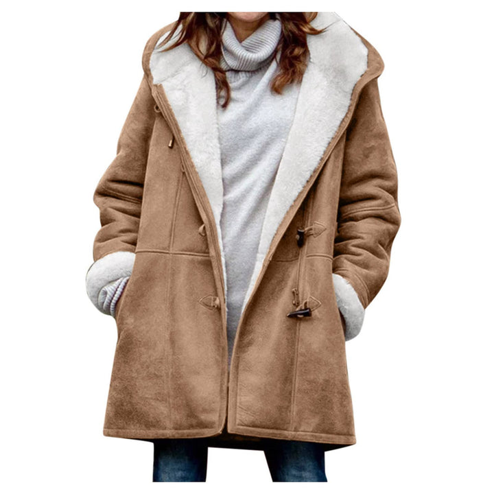 Oversize Fleecejacke Damen Lang Einfarbig Winterjacke Wildleder Sweatjacke mit Kapuze Zweireihige St