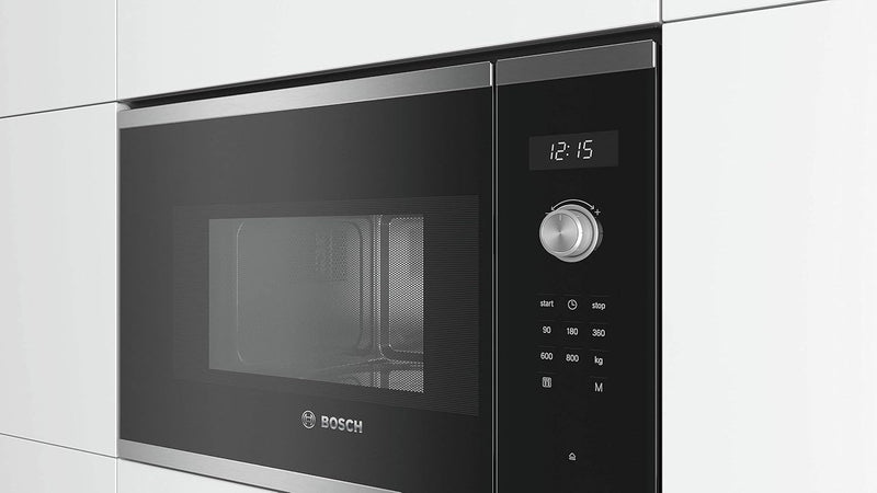Bosch Hausgeräte BFL524MS0 Serie 6 Einbau-Mikrowelle, 38 x 60 cm, 800 W, Drehteller 25,5cm, Türansch