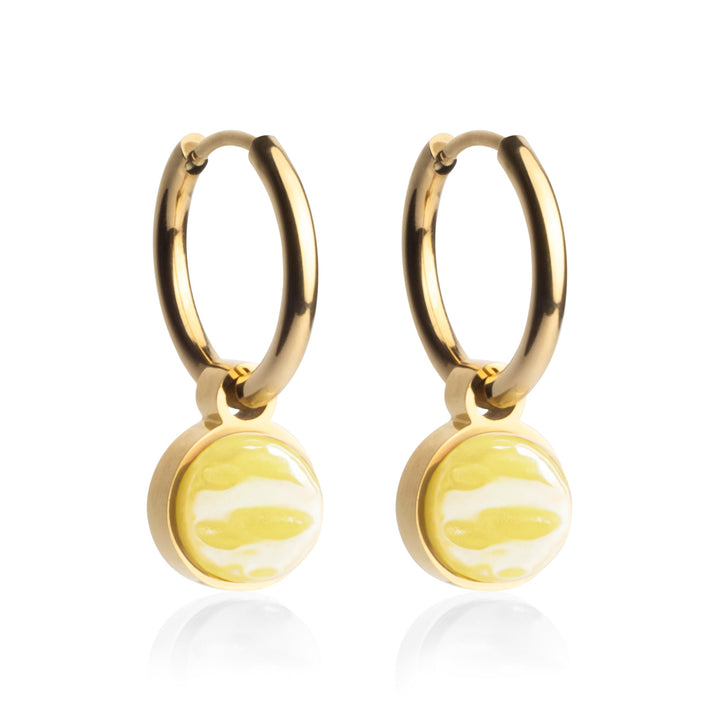 Gold Ohrringe Creolen mit Anhänger zum Wechseln • Edelstahl Ohrhänger mit Charm • nickelfrei &amp; wasse