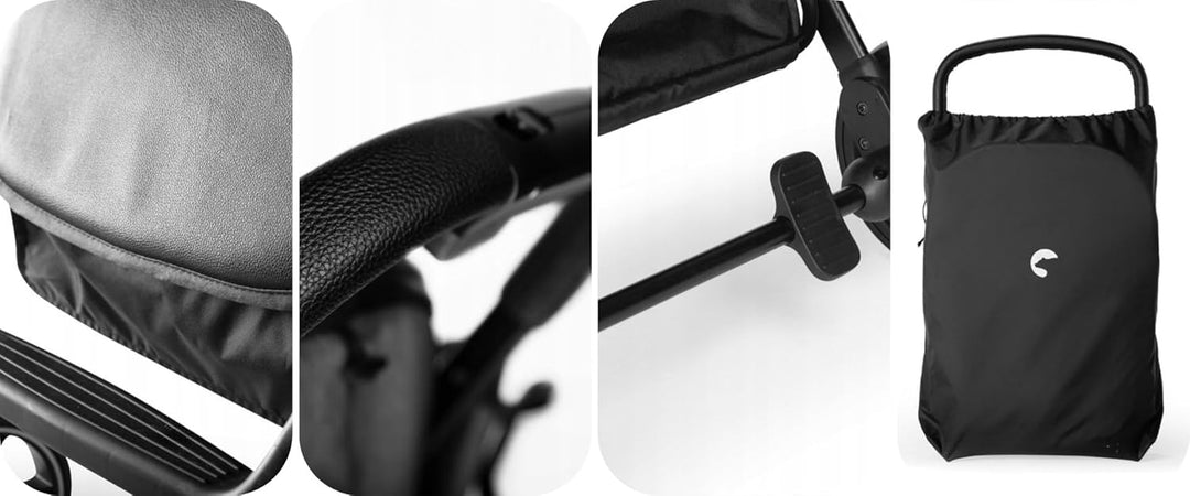 Fjällräv Buggy Kinderwagen bis 22 kg, Leicht, Einhand-Faltbar, 4-fach Verdeck mit Fenster, 360° Gel-