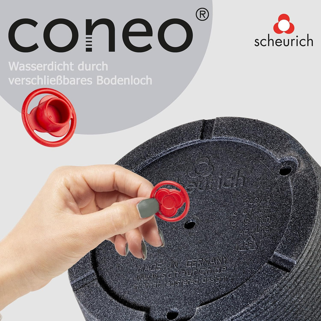 Scheurich Coneo, Pflanzgefäss aus Kunststoff, Schwarz-Granit, 40 cm Durchmesser, 33,2 cm hoch, 26 l