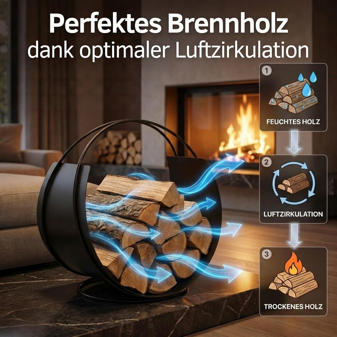 VASNER Situro S1/S2 Holzkorb, Kaminholzkorb Metall rund modern, praktische Brennholz Aufbewahrung, F