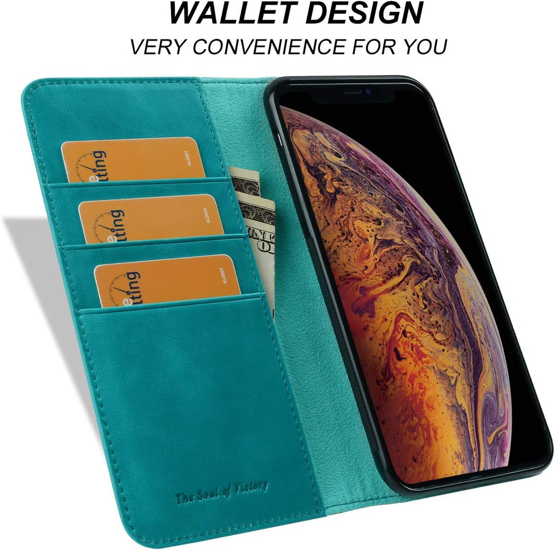 VISOUL iPhone 11 Pro Max Hülle,Stossfeste Handyhülle [Auto Sleep/Wake][100% Leder] TPU Schutzhülle K