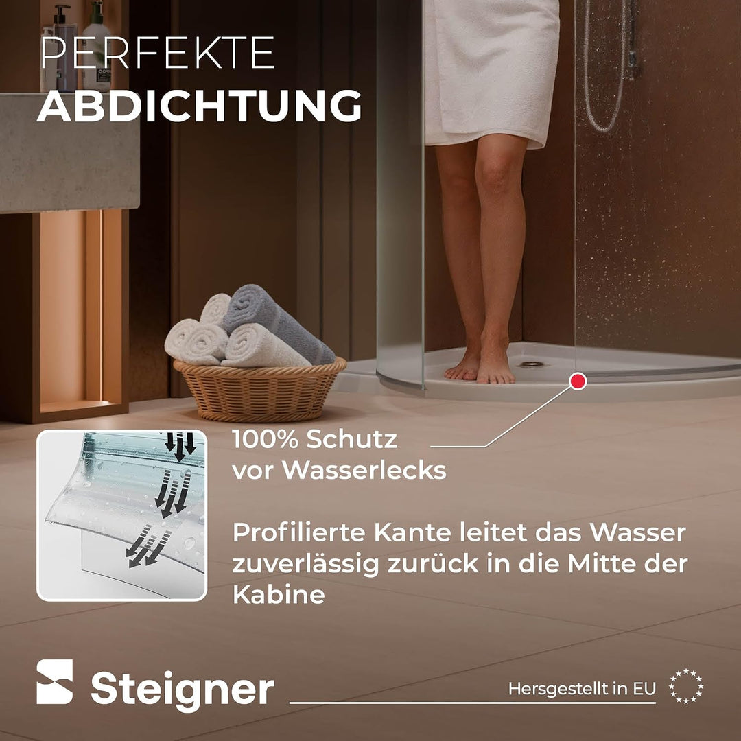 STEIGNER Duschdichtung, 120cm, Glasstärke 6/7/ 8 mm, Gebogene PVC Ersatzdichtung für Runddusche, UK0