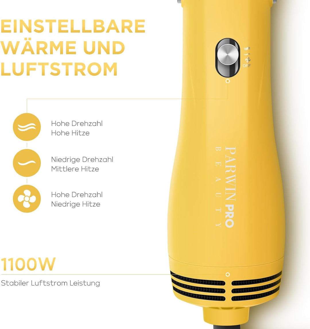 4 IN 1 Haartrockner Warmluftbürste Set, PARWIN PRO BEAUTY Styler-Set, Föhnbürste Lockenbürste mit 4