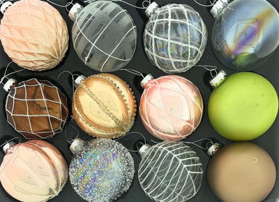 MC Trend 12er Set edle Luxus Glas Weihnachtskugeln Ø 8cm Weihnachtsbaum Kugeln Christbaumkugeln Weih