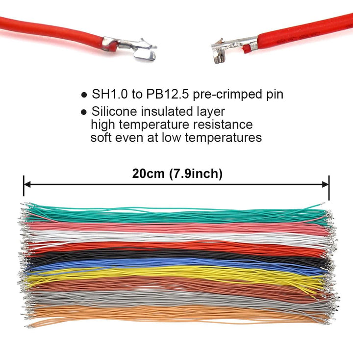SH1.0 auf PB1.25 vorgecrimptes Kabel und Stecker-Set, kompatibel mit JST SH 1,0 mm Molex PicoBlade 1