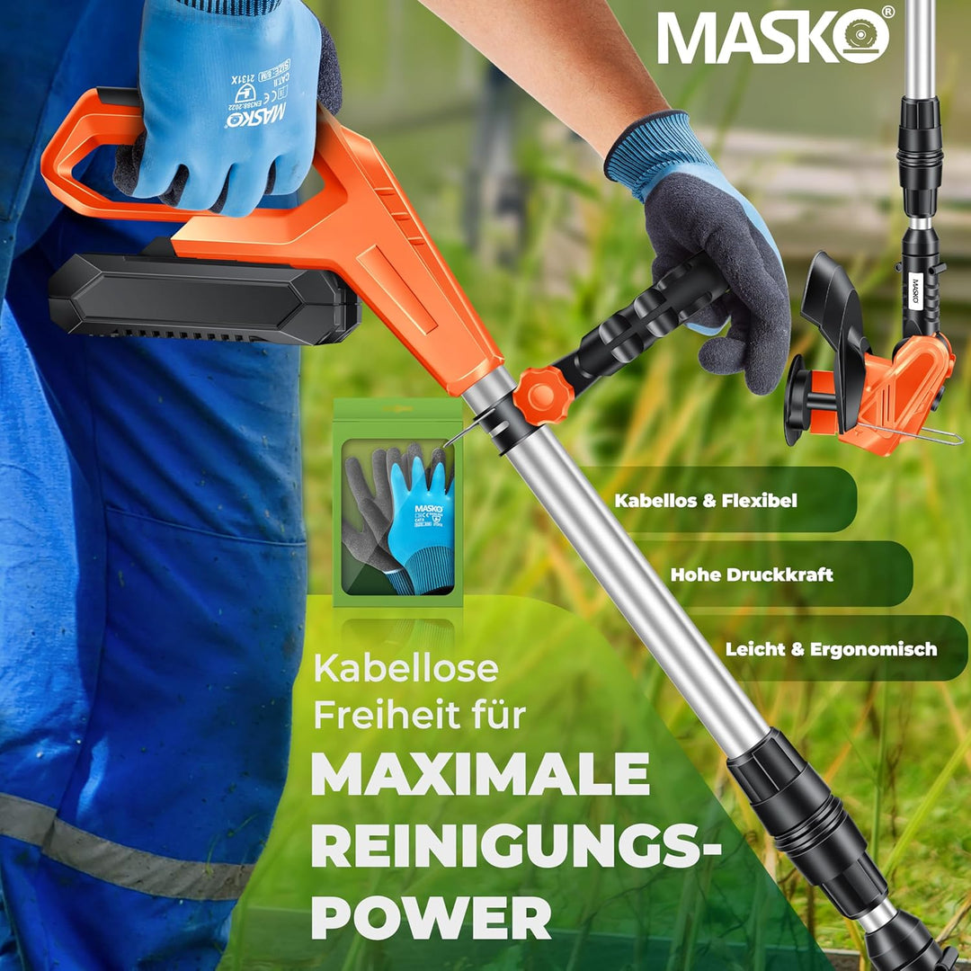 MASKO® Akku-Rasentrimmer mit 20 V Li-Akku, 2,0 Ah Akku und Ladegerät, Motorsense 26 cm Schnittkreis,