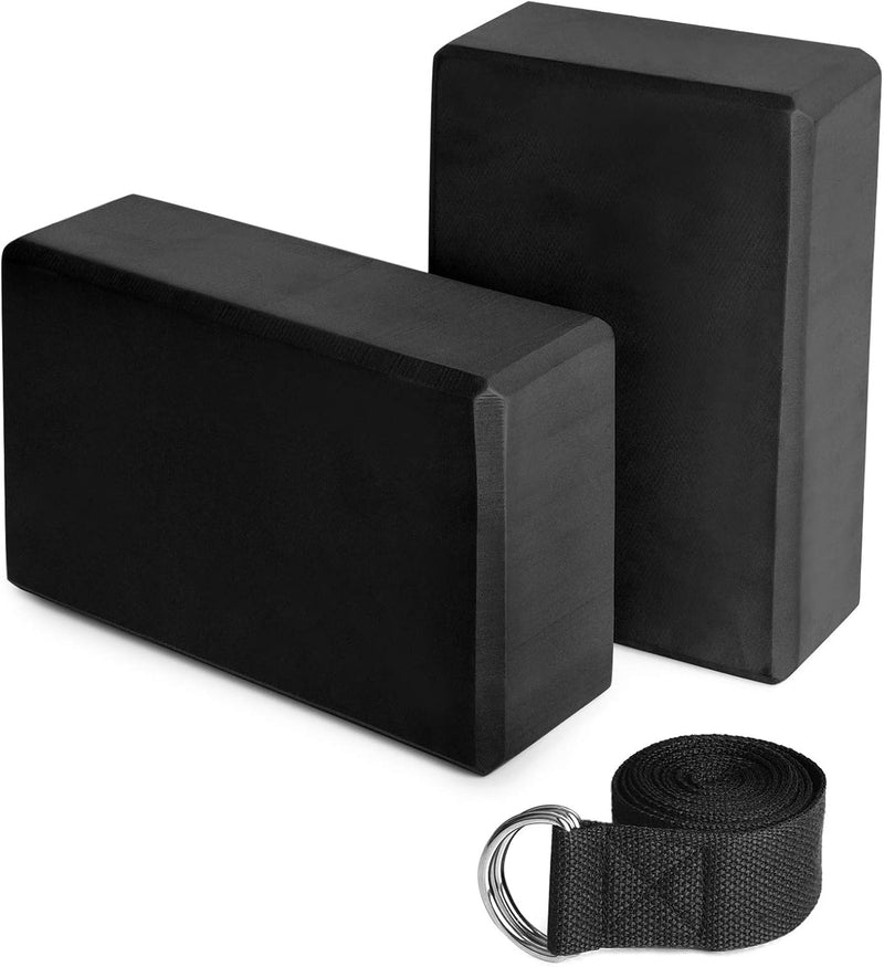 Lixada Yoga Block Yogaklotz 2er Set mit Yoga Gurt Rutschfester Yogaklotz Rutschfester Yoga und Pilat