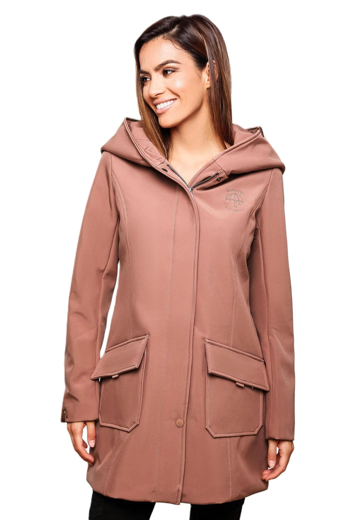 MARIKOO Damen Softshell Jacke Winterjacke wasserabweisend Outdoor lang B856 XS Terracotta, XS Terrac