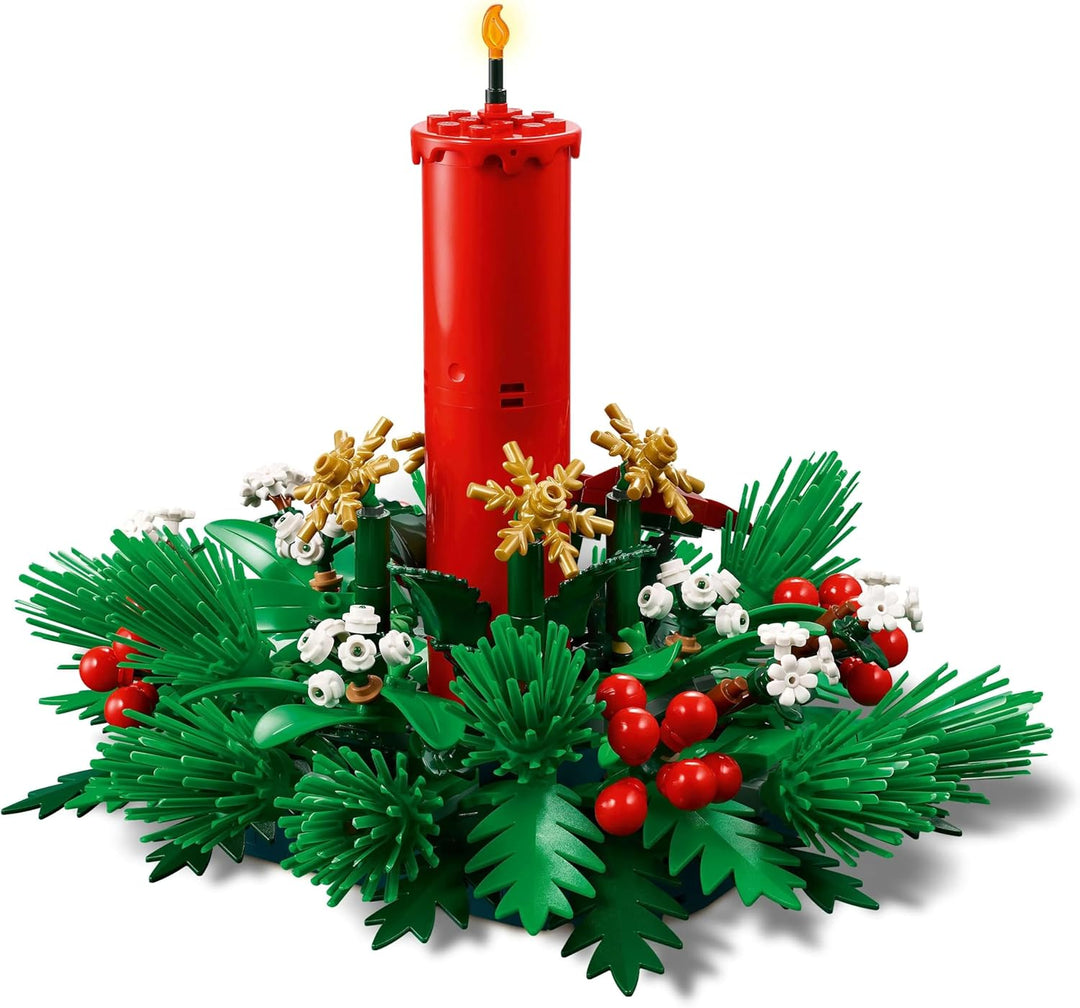 LEGO Weihnachtsgesteck - Spielzeug für Jungen und Mädchen - Modellbau mit roten Beeren, goldenen Ste