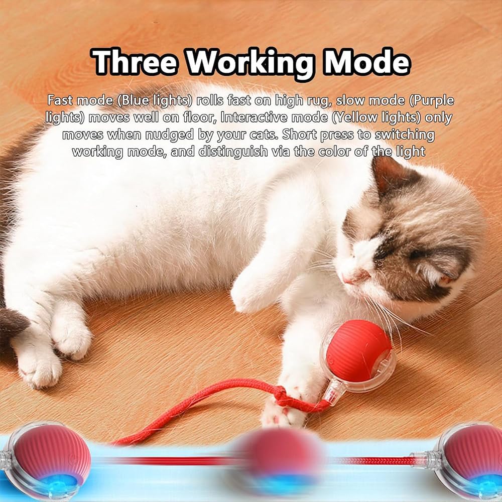 Interaktiver Spielball mit Schwanz für Katzen, 3 PCS Interaktiver Spielball für Katzen,Interaktiver