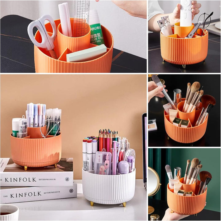 DASITON Make up Kosmetik Organizer mit 5 Fächern,360° Drehbarer Pinsel Organizer,Grosser Kapazität S