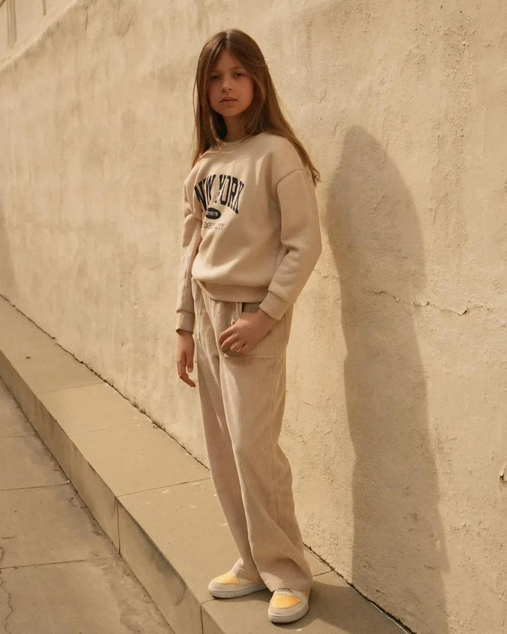 Rolanko Mädchen Cordhose, Pull On Elastische Taille Gerades Bein Abgeschnitten Lange Hosen für Kinde
