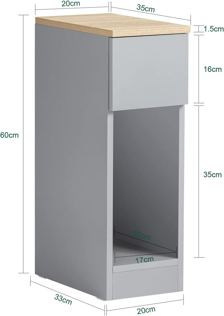 SoBuy FBT111-HG Nachttisch mit Schublade für Boxspringbett Sofatisch Beistelltisch schmal Telefontis