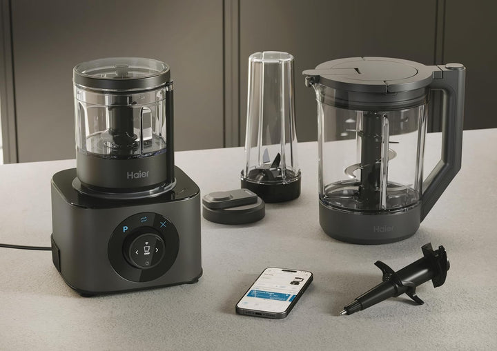 Haier HBL7W5 011 Küchenmaschine Serie 7, 6 Programme: Hacken, Mixen, Eiszerkleinern, Creme, Kneten u