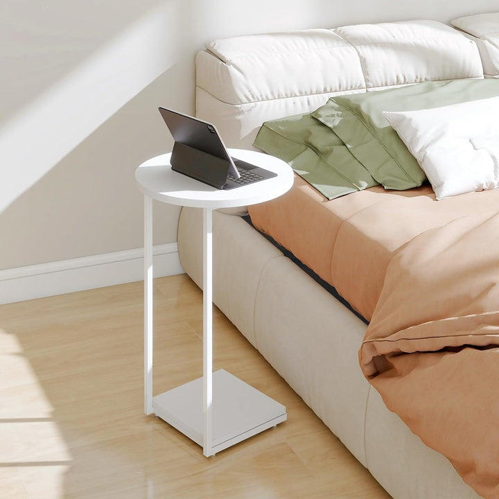 HDANI C-förmiger Beistelltisch Runder Couchtisch Sofatisch Nachttisch Nachttisch Laptoptisch, Metall