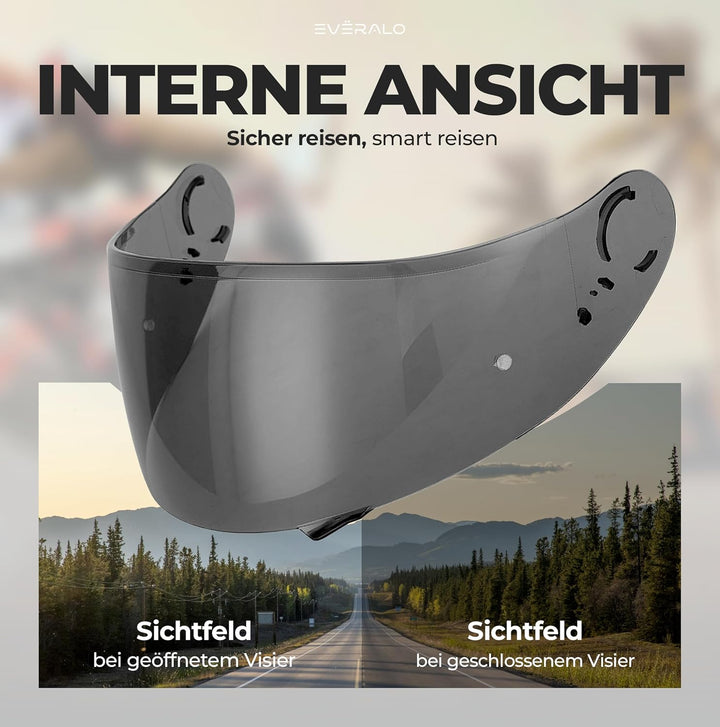 Everalo Kompatibel mit Shoei GT air 2 Visier - Gt Air - Neotec - Opticson - Cns1 - Helmvisier Pinloc