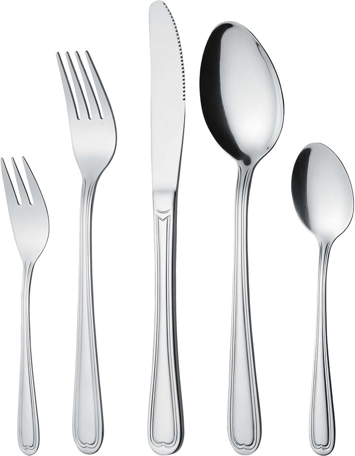 GRÄWE Besteckkoffer für 12 Personen, 100-teilig - Tafelbesteck-Set aus Edelstahl mit Fadendekor - Se