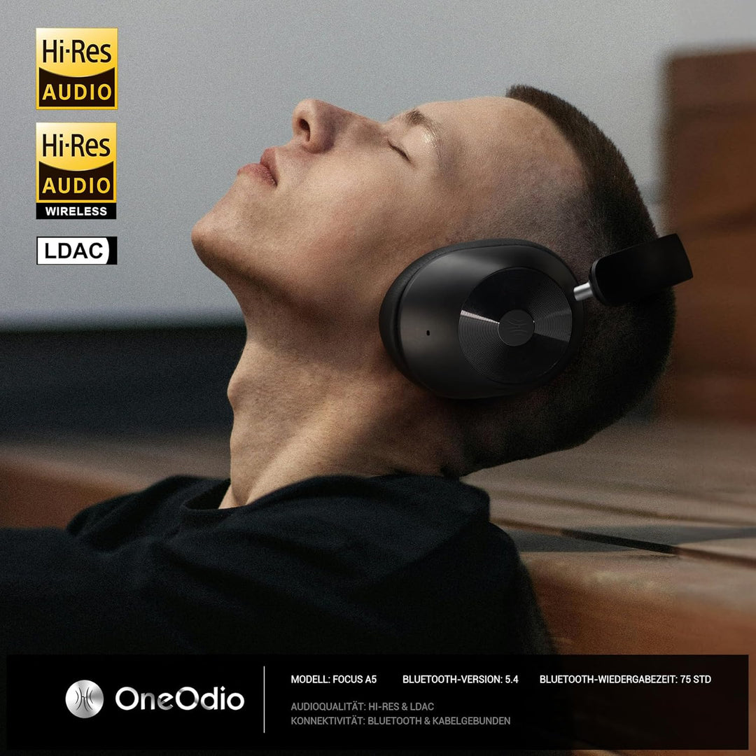OneOdio A5 Over Ear Kopfhörer Kabellos Bluetooth, Hybrid Aktive Noise Cancelling, Hi-Res LDAC Audio,