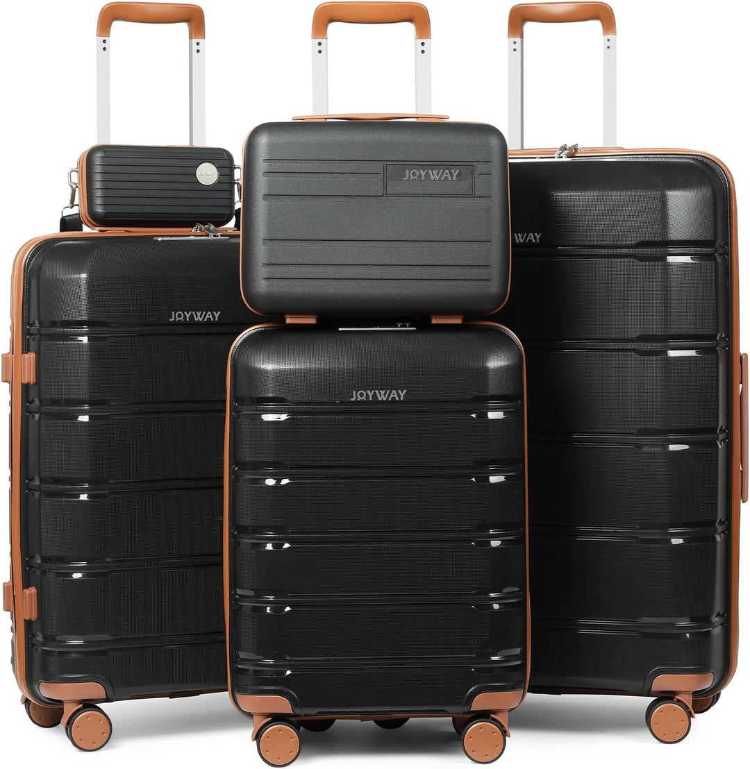 Joyway Kofferset 5tlg Hartschale mit 4 Rollen und TSA-Schloss Der Gepäcksets Enthält 1 Kosmetikkoffe