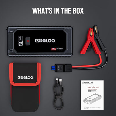 GOOLOO GE3000 Starthilfe Powerbank, 3000A Booster Auto Starthilfe Für 12V(Höchststart von 8,5L Benzi