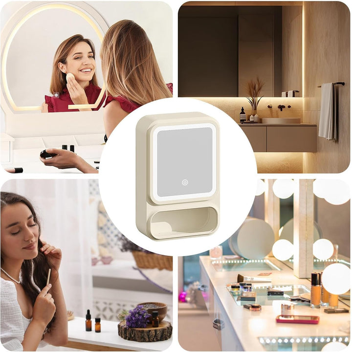 Generisch Bathroom Mirror, Bathroom Wall Cabinet, 16.54x11.02x4.53 Inches, Dimmable LED Lights, Magn