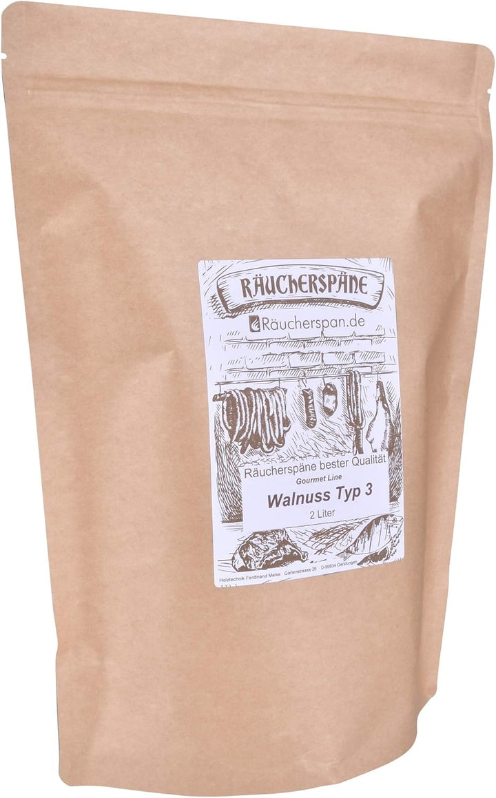 Räucherspan.de - Smoke Chips Walnuss-Holz 2 L- feine Späne 0,3-1 mm Sparbrand geeignet Walnuss - 2 L
