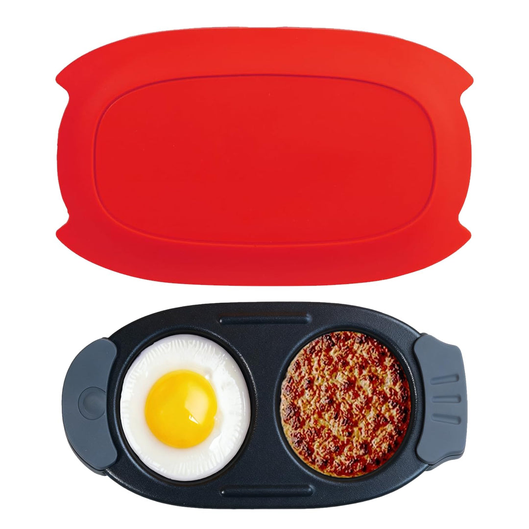 KINDLUME Eierkocher Mikrowelle, Poached Egg Maker, Mikrowellenteller, 2-in-1 Mikrowellen Eierkocher