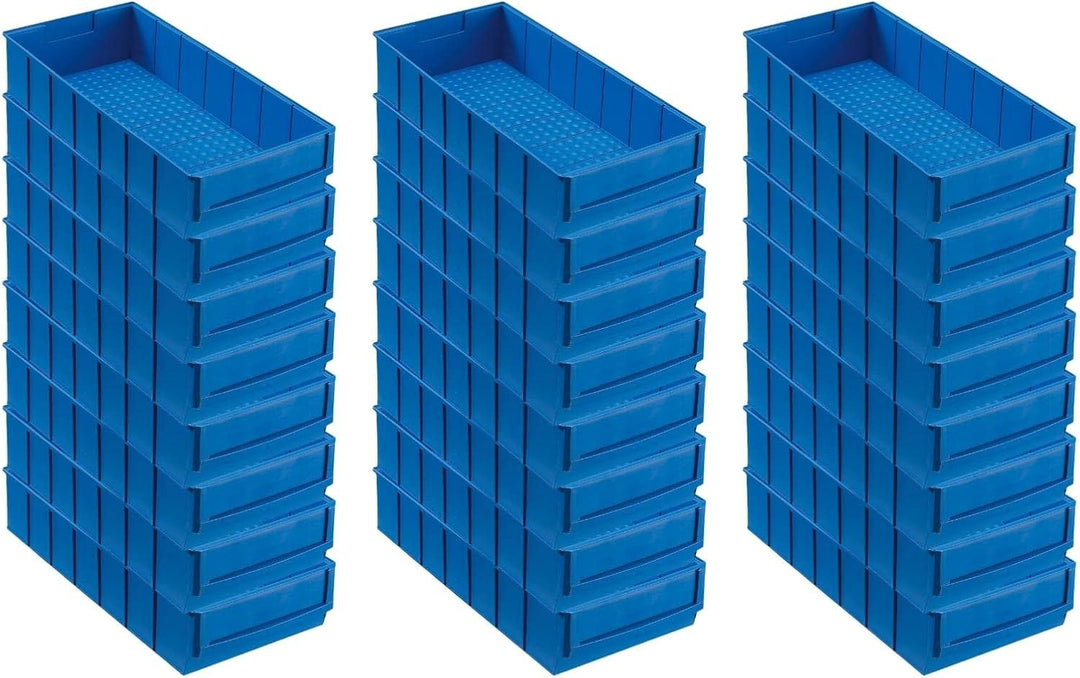 SuperSparSet 24x Blaue Industriebox 400 B | HxBxT 8,1x18,3x40cm | 4,7 Liter | Sichtlagerkasten, Sort