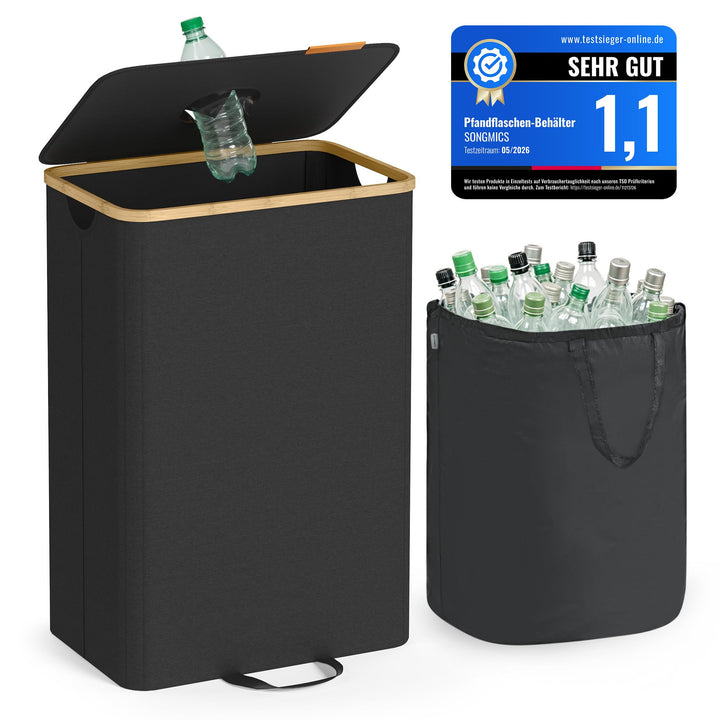 SONGMICS Pfandflaschen-Sammelbehälter, 95 L Pfandflaschen-Behälter, Flaschensammler Leergut, Recycli