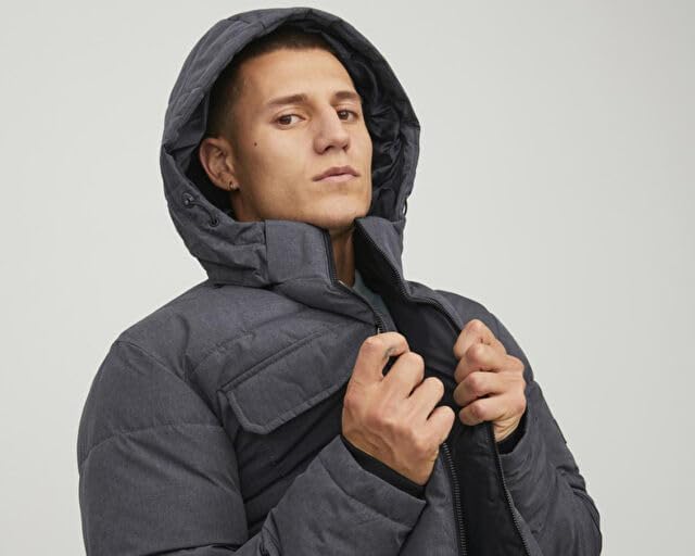 JACK & JONES Brady Puffer Coat M Dark Grey Melange, M Dark Grey Melange