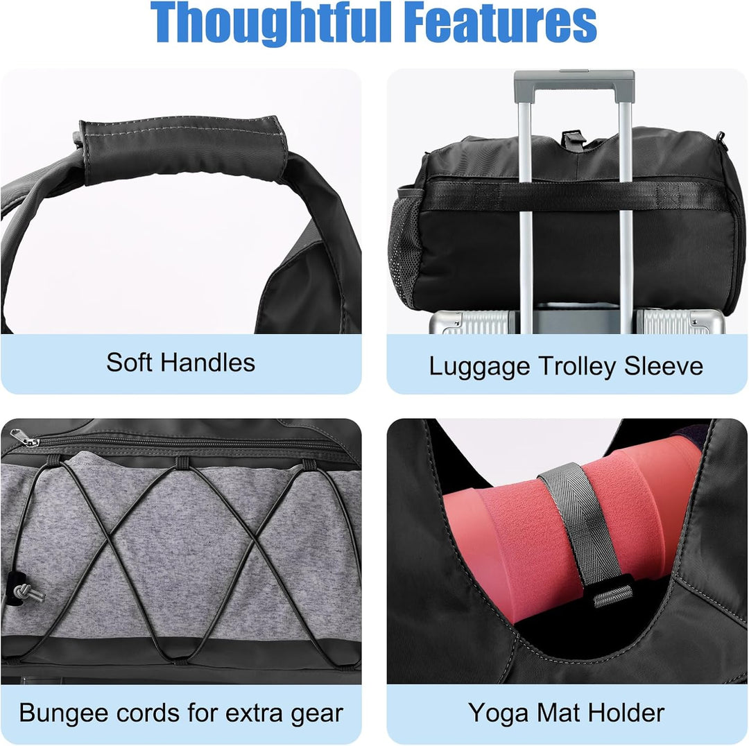 Sporttasche für Damen Yogatasche mit Schuhfach & Nassfach Reisetasche Tragetasche für Yogamatten Fre