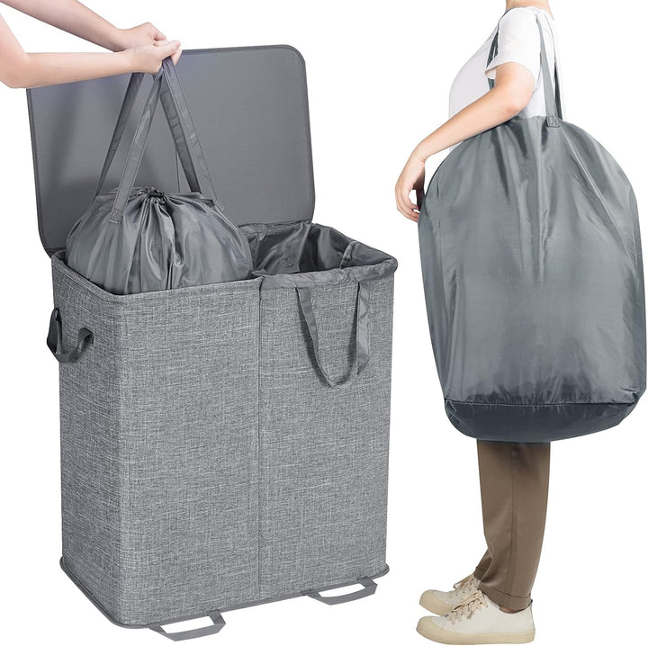 Lifewit 136L Doppelter Pfandflaschen Sammelbehälter mit Deckel und herausnehmbaren Flaschentasche, g