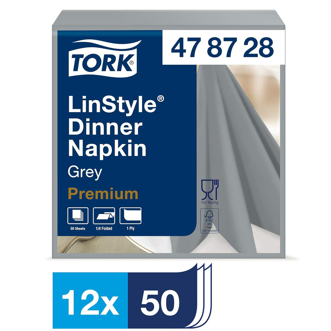 Tork 478728 Linstyle Premium Dinnerservietten Grau / Servietten stoffähnlich und saugfähig / 1-lagig