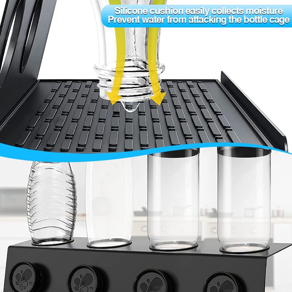 Flaschenhalter für Soda Stream 4er Flaschen Abtropfhalter aus Edelstahl Abtropfständer mit Herausneh