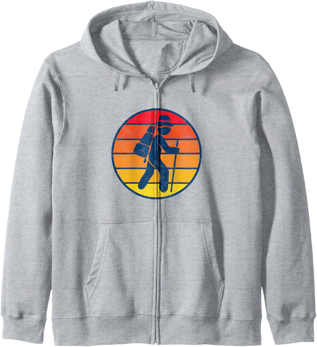 Hiker Icon Minimalist 80s Sunset Distressed Hiking Kapuzenjacke