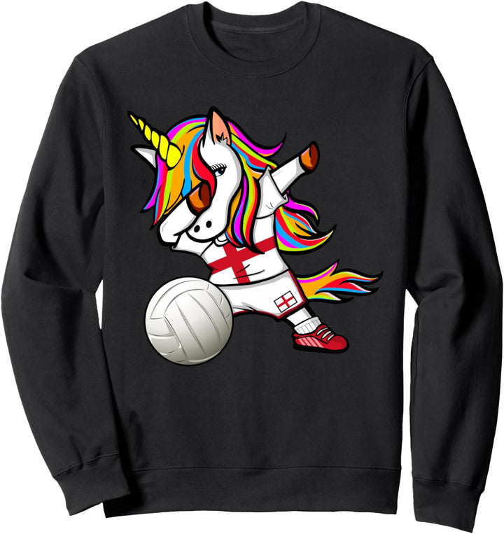 Lustiger Dabbing Einhorn England Volleyball Englische Flagge Sweatshirt