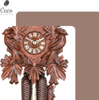 Cuco Clock Kuckucksuhr Schwarzwalduhr 'Im Blätterwald' Wanduhr aus Holz, 38 x 29 x 16cm, 8 - Tage We