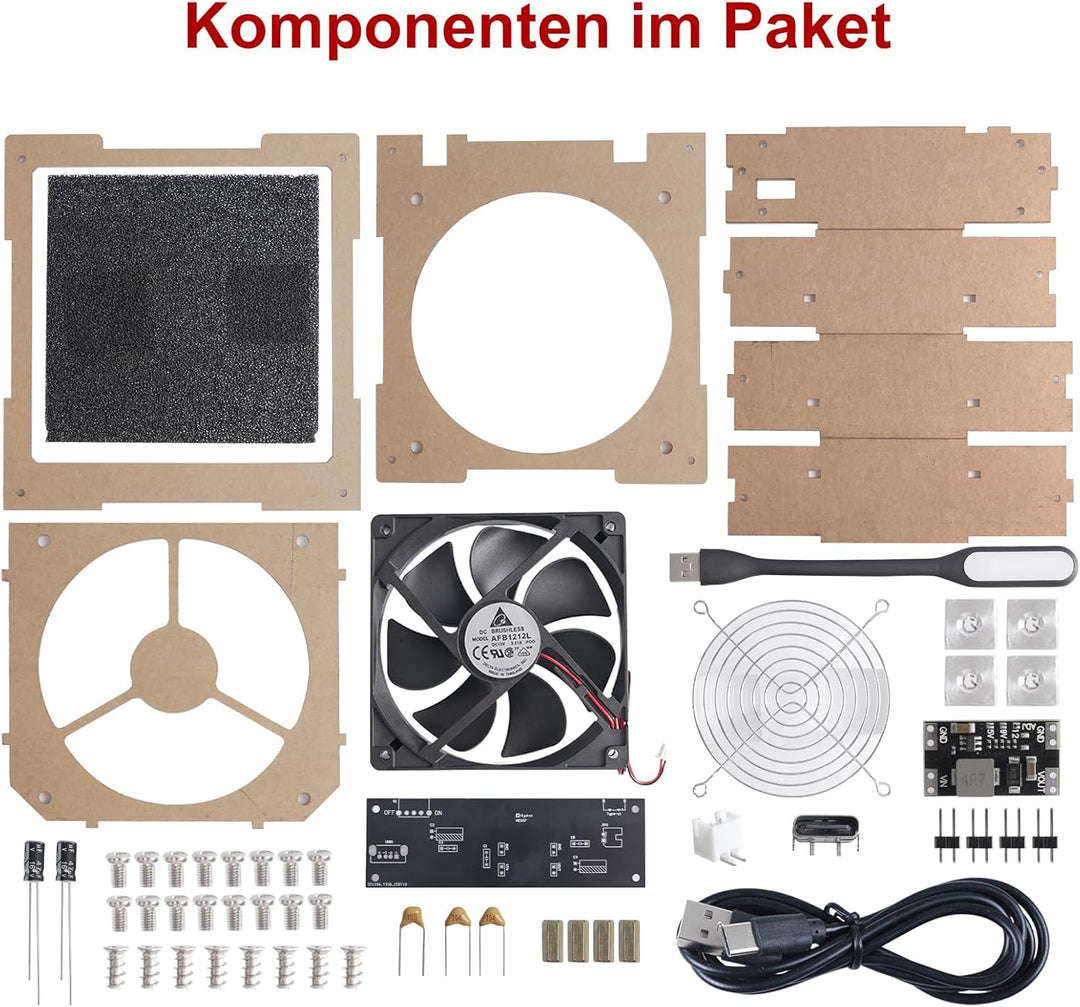 Löt Bausatz, DIY Lötnebelabsauger Lötprojekt-Set, Lötrauchabsorber-Set mit LED-Beleuchtung & Filtern