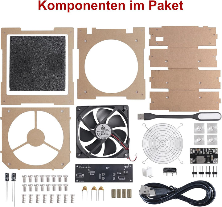 Löt Bausatz, DIY Lötnebelabsauger Lötprojekt-Set, Lötrauchabsorber-Set mit LED-Beleuchtung & Filtern