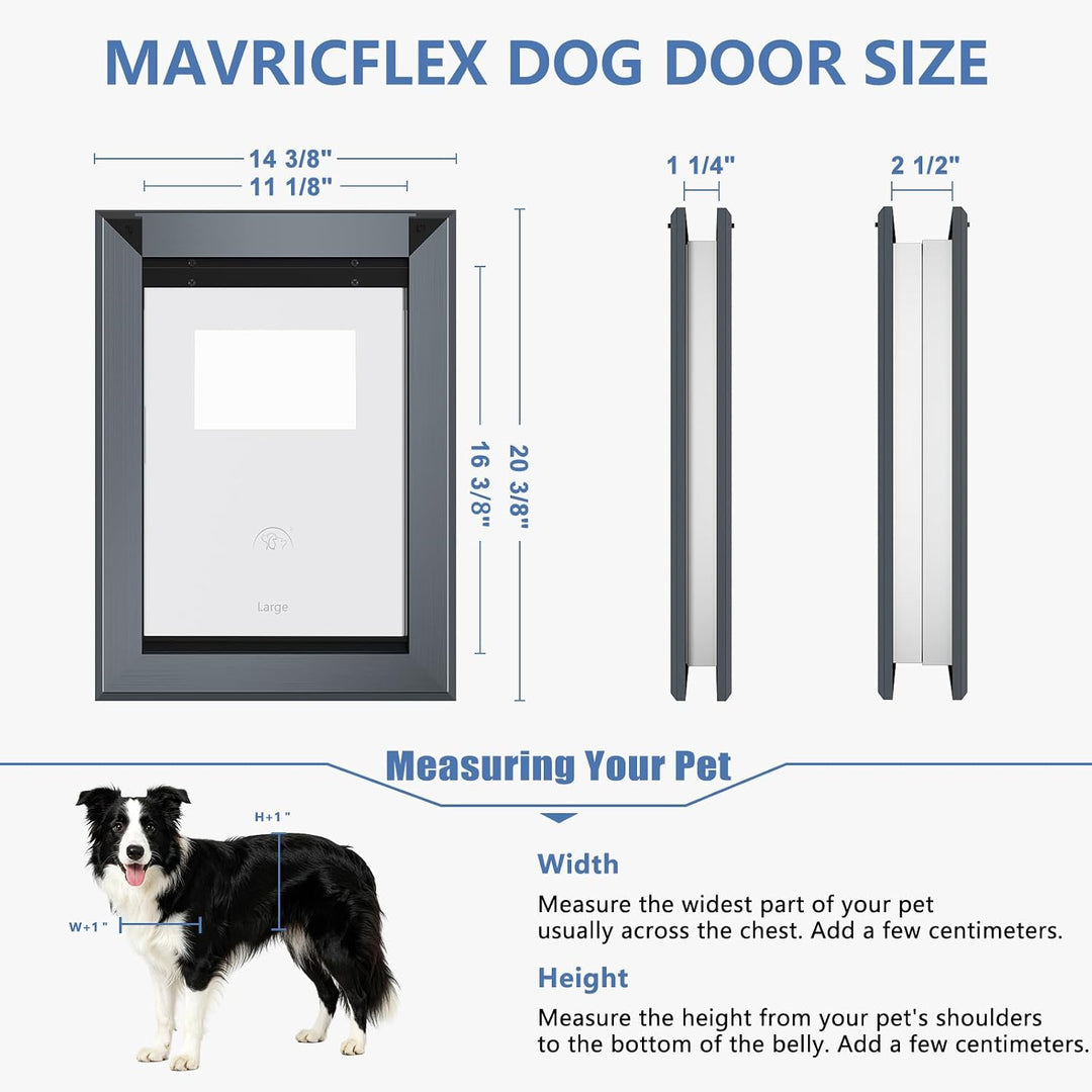 MAVRICFLEX Robuste Hundetür mit doppeltem Schiebeschloss, energieeffiziente, robuste Aluminium-Hunde