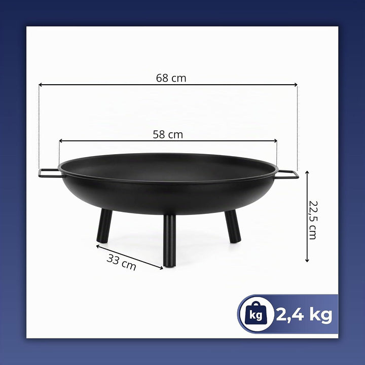 Springos Feuerschale Garten 58 cm Feuerstelle Outdoor Feuerkorb Stahl Feuerwanne Tragbare Fire Pit m