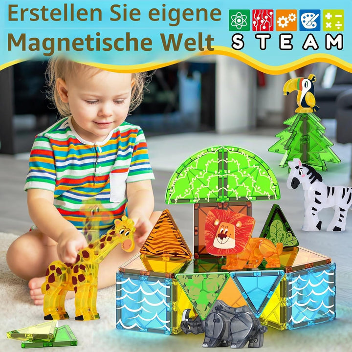 Oriate Magnet Safari Animal Magnetische Bausteine, Bewegbares Gelenk Tiere magnetspiel Magnetbaustei