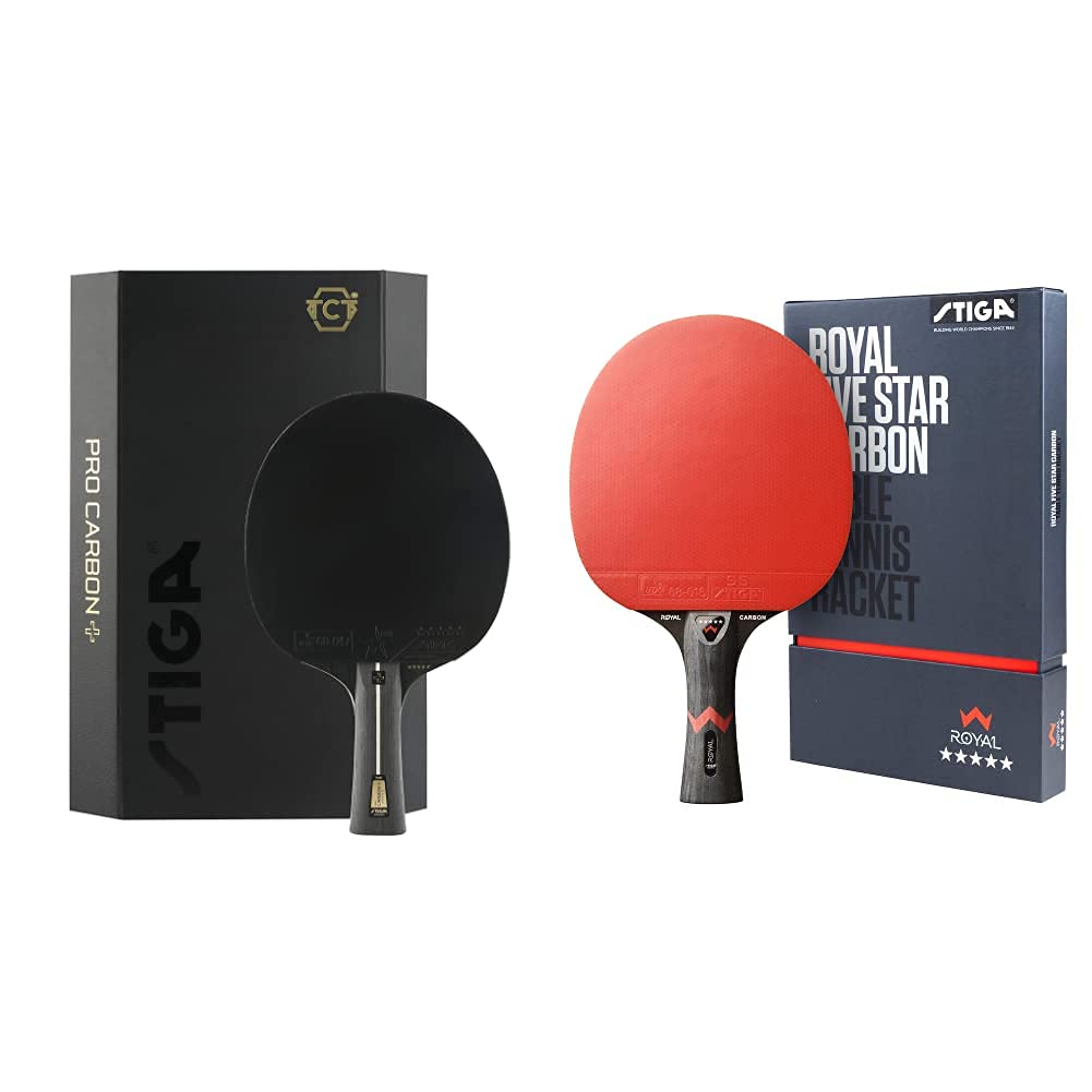 STIGA Unisex – Erwachsene Pro Carbon + Tischtennisschläger, rot/schwarz, One size Bundle mit Tischte